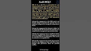 MCQ 1|  CA Final Audit MCQs | 30 Marks Mastery | Castudysaga #cafinal2025 #cafinal #audit #icai