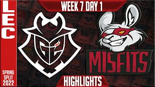G2 vs MSF Highlights | LEC Spring 2022 W7D1 | G2 Esports vs Misfits Gaming