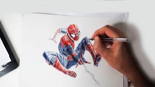 Учимся Рисовать Человека Паука - Ручка + Акварель + Карандаш!