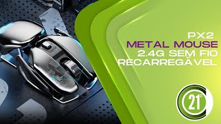 PX2 Metal Mouse 2.4G sem fio recarregável - Design inovador com alta performance Resimi