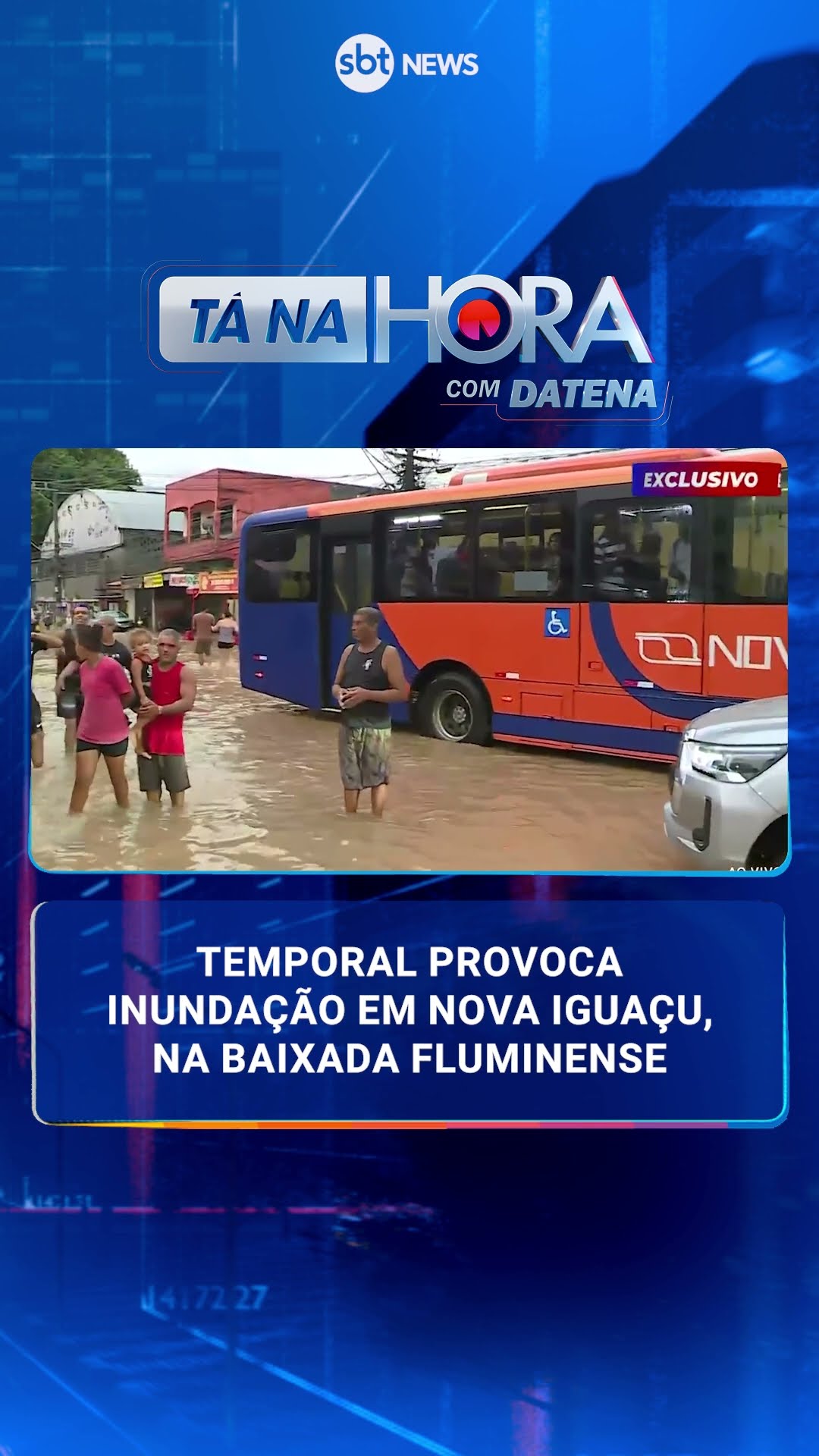 Temporal provoca inundação em Nova Iguaçu, na Baixada Fluminense