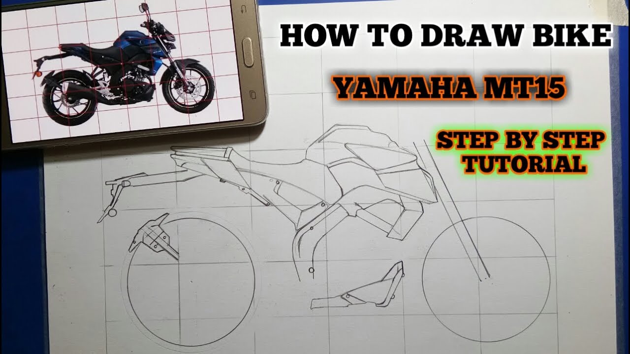 mt 15 | ho to draw bike | step by step 