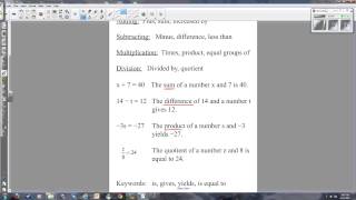 CCSS Arithmetic Operations Key Words
