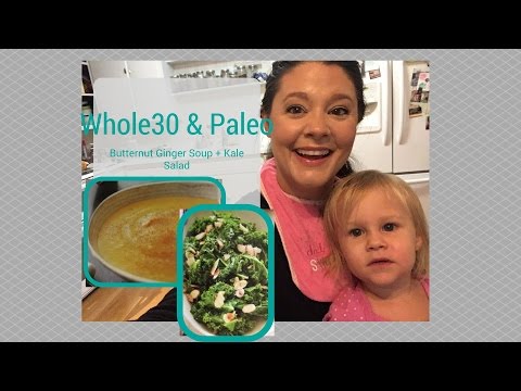 Paleo & Whole30 recipes: Butternut Ginger Soup & Kale Salad