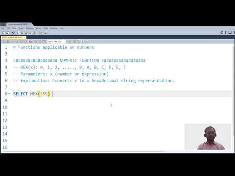 MySQL Numeric functions 26 HEX for hexadecimal number