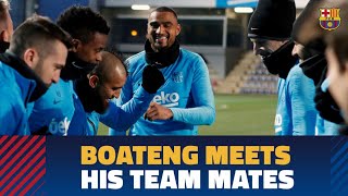 Kevin-Prince Boateng's first training session with Barça
