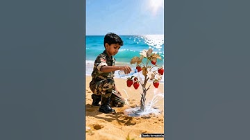 Kid Soldier planted a strawberry tree and saved it from drying up by watering it 😭 #ai​ #tree​