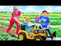 Oliver and mom learn to harvest berries at the farm