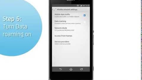 Sony Xperia Z1: Turn on/off data roaming
