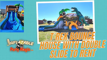 T Rex Dinosaur Bounce House with Double Slide to Rent in Texas
