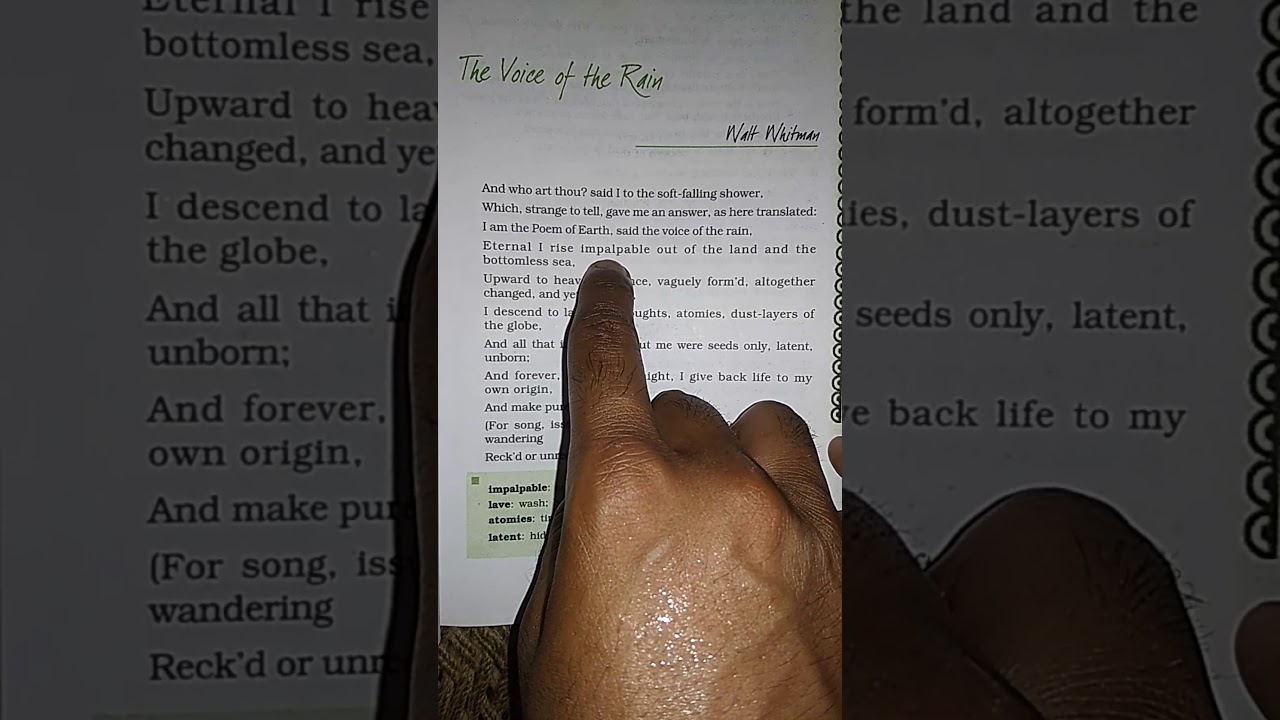 Class 11 Poem The Voice Of The Rain YouTube