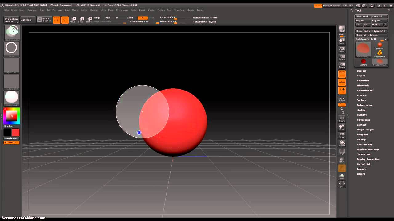 how to center object zbrush