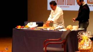 Martin Yan butchering a chicken in 15 seconds at the Asia Society