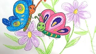 butterfly flower draw painting animals