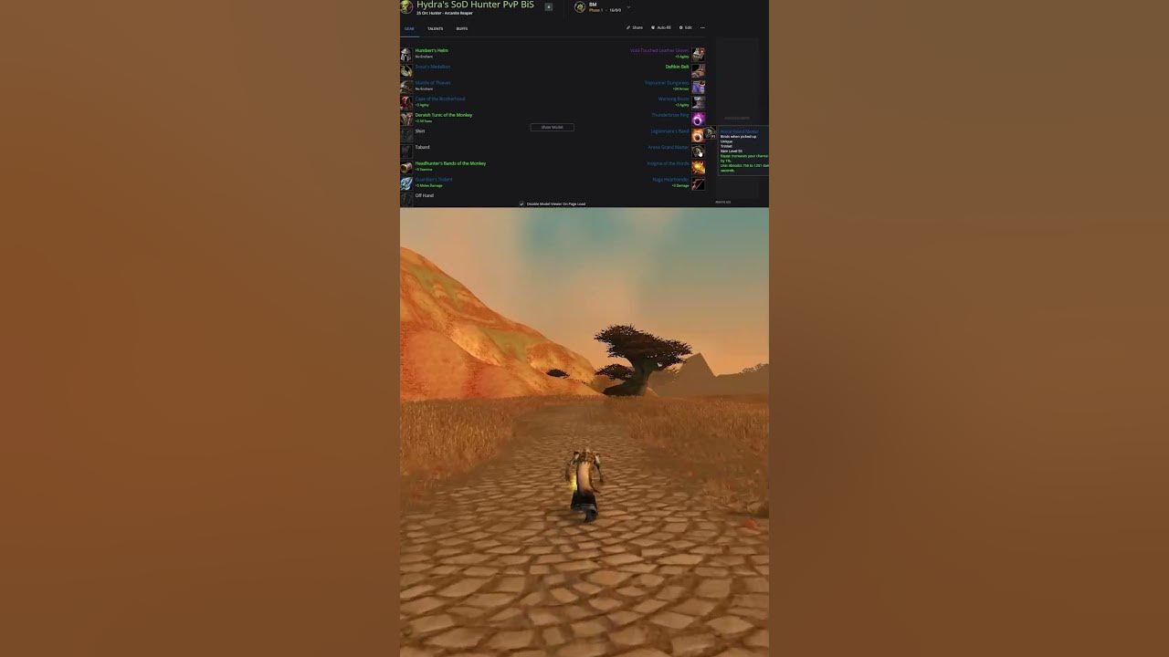 WoW SoD HUNTER BiS Gear for lvl 25 PvP YouTube