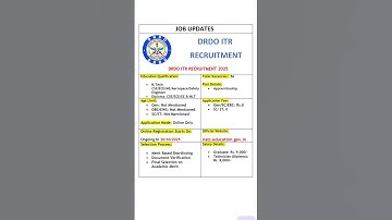 DRDO ITR Apprenticeship Recruitment 2025 | Graduate And Diploma  Vacancies
