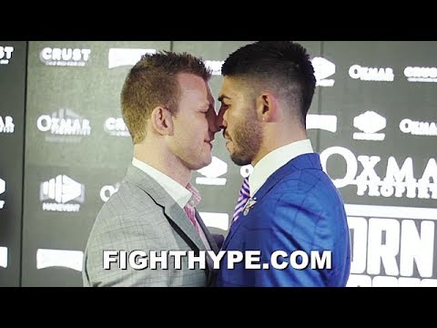 MICHAEL ZERAFA AGGRESSIVELY STEPS TO JEFF HORN; GOES NOSE TO NOSE & TRADES WORDS DURING FACE OFF