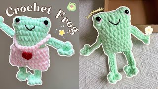 Crochet Chunky Frog| Bear Amigurumi 💕Móc ếch tay dài mặc yếm siêu chi tiết💕Quà Vanlentine đáng yêu