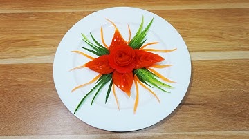 Cách Cắt Tỉa Bông Hoa Từ Cà Chua Trang Trí  Trên Bàn Ăn Rất Đẹp  | Fruit Decoration