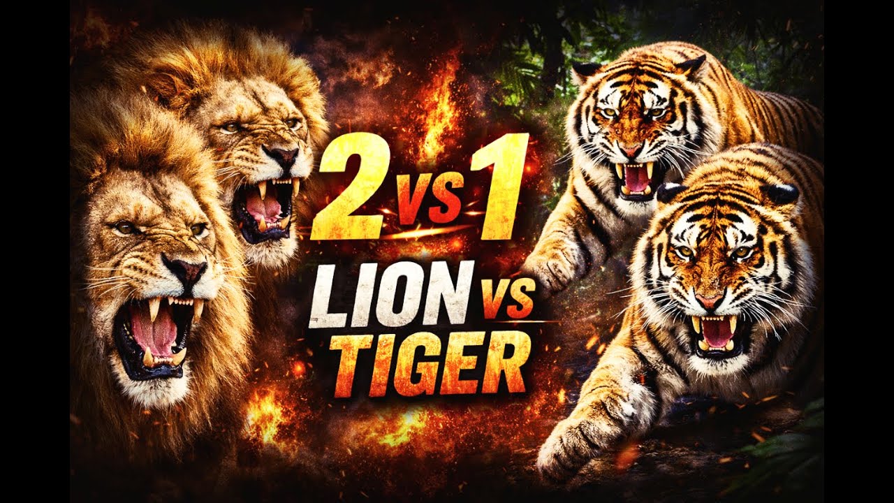 Lion vs Tiger : 2 vs 1 – Clash of Apex Predators