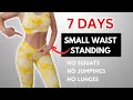 7 Day SMALL WAIST easy standing, lose lower belly fat + love handles, no squats / jumps / lunges