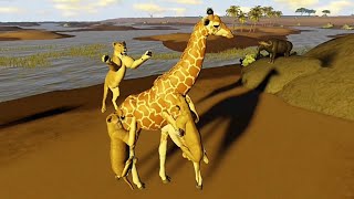 GIRAFFE VS LION PRIDE! Wild Savannah Roblox