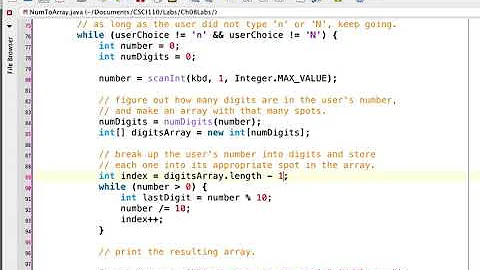Lab 8: Converting an integer to an array of digits