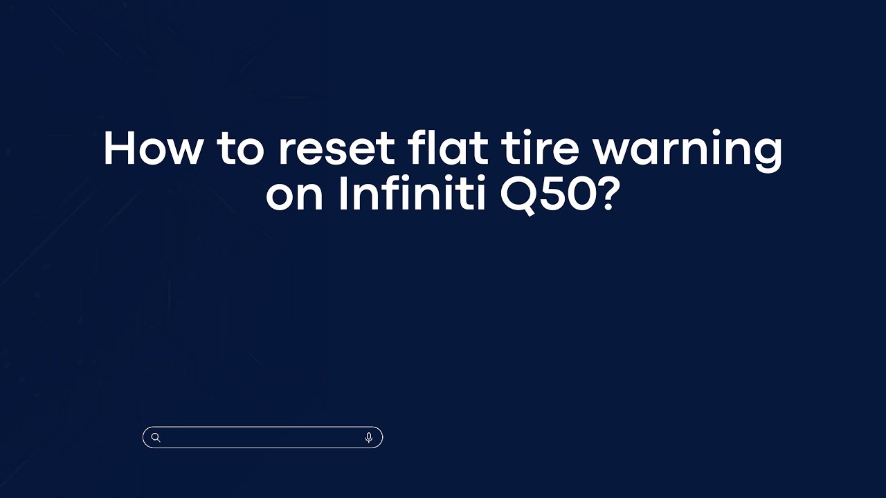 How to reset flat tire warning on Infiniti Q50? - YouTube