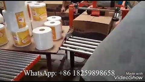Full automatic labeling maxi roll tissue paper heat shrink packing machine