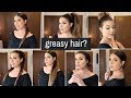 HOW TO STYLE GREASY OILY HAIR!  [7 Easy Hairstyles]