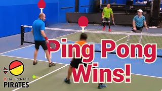 4.5+ Pickleball with Table Tennis background