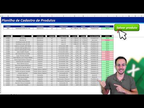 Como fazer Planilha de Cadastro de Produtos Automática no Excel | Botão e Formulário