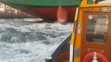 Giant Container Ship Propeller in Action