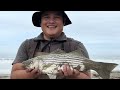 Surf Fishing Success! Big Perch & Striped Bass in Monterey Bay!