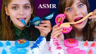 ASMR CANDY RACE (UFO WAFERS, NIK L NIPS WAX BOTTLES, HUBBA BUBBA BUBBLE GUM) Eating Sound Lilibu