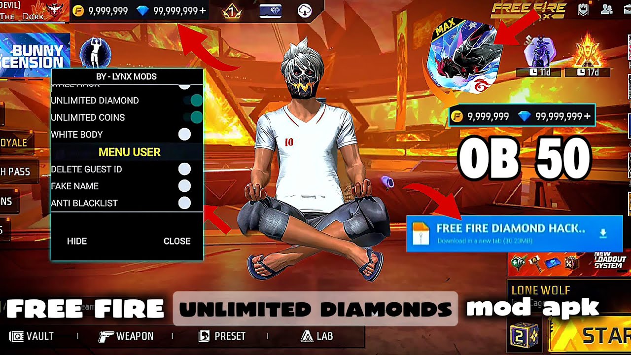 FREE FIRE DIAMOND HACK FREE FIRE NEW MOD MENU Obby