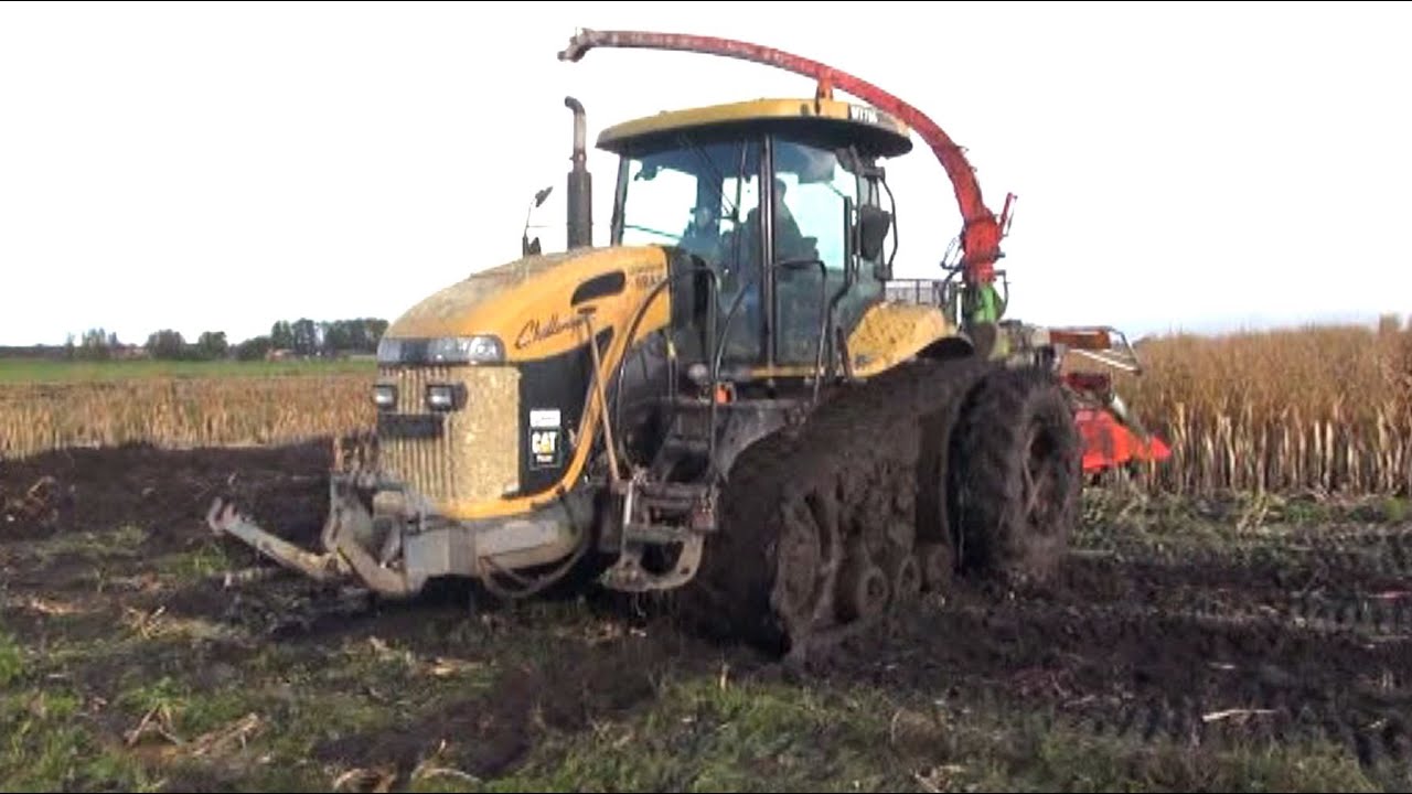 Maïs 2012 | Cat Challenger MT765 op rupsen en dubbellucht met Kemperbek voor de natte percelen