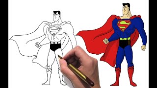 how to draw superman | رسم سوبر مان