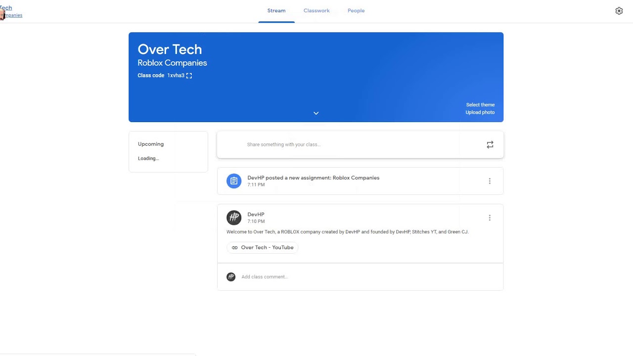 New Google Classroom Page Youtube - roblox google classroom code