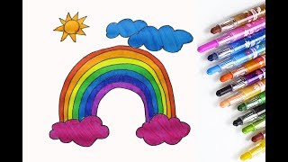 Rainbow Coloring Pages How To Draw Rainbow Clear Sky Coloring With Glitter Color For Kids