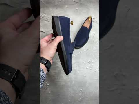 Сині Чоловічі Стильні Лофери з м'якої натуральної замші, видео 1