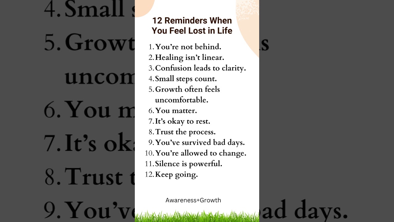 12 Reminders When You Feel Lost in Life #psychologyfacts #shorts #motivation #reminder #quotes #mind