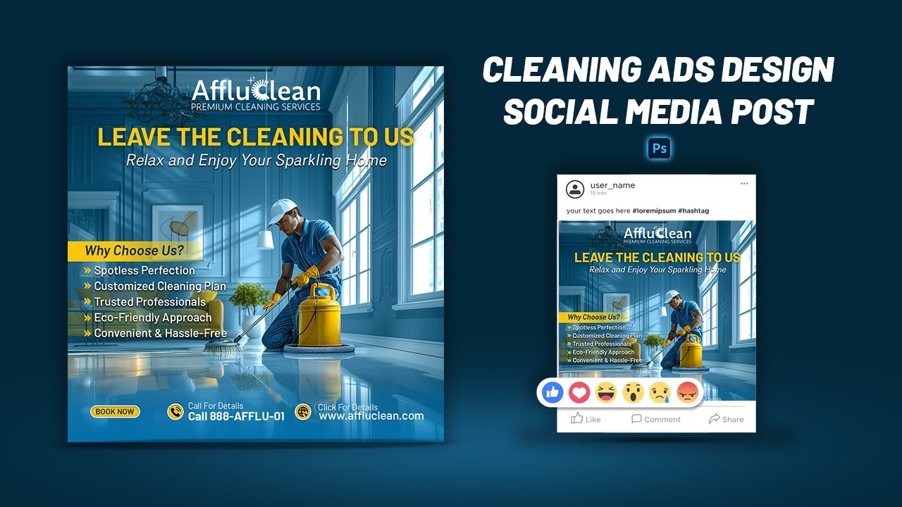 Clean Professional Add How to Design Stunning Cleaning Ads for Social Media Step-by-Step ...