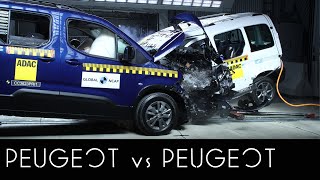 CRASH TEST FAIL / Peugeot Partner  vs. Rifter. Increíble choque auto a auto.