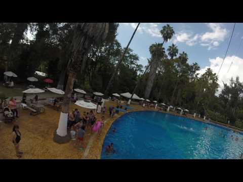 My son zip line into a pool in zinapecuaro michoacan atzimba Mexico vacation January 2017