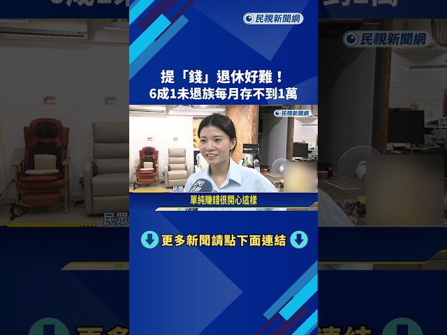 提"錢"退休好難!  6成1未退族每月存不到1萬－民視新聞