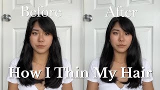 How I Thin My Hair ✂️ | thinning shears, easy diy haircut for thick hair