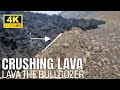 Crushing lava advance. See how lava wrecks the ground. 2023 Eruption Iceland.
