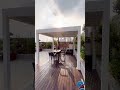 White aluminum alloy louvered pergola + retractable screen design