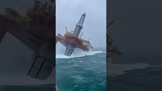 North Sea O&amp;G Rig vs Monster Waves ! #ocean #ship #storm #waves #viral # shorts